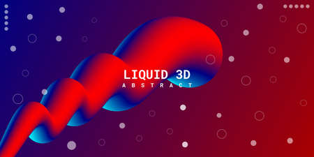 Modern abstract liquid 3d background with blue and red gradient. Suitable for use, posters, flyers, book covers, website backgrounds or landing pages. Vector illustrationのイラスト素材