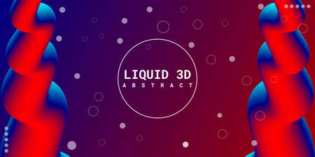 Modern abstract liquid 3d background with blue and red gradient. Suitable for use, posters, flyers, book covers, website backgrounds or landing pages. Vector illustrationのイラスト素材