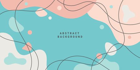abstract background in minimal trendy style with art shapes, line and copy space for text. Design template for social media and websitesのイラスト素材