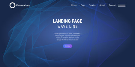 Vector abstract dynamic waves, curved lines in blue gradient colors. Modern web template or landing pageのイラスト素材
