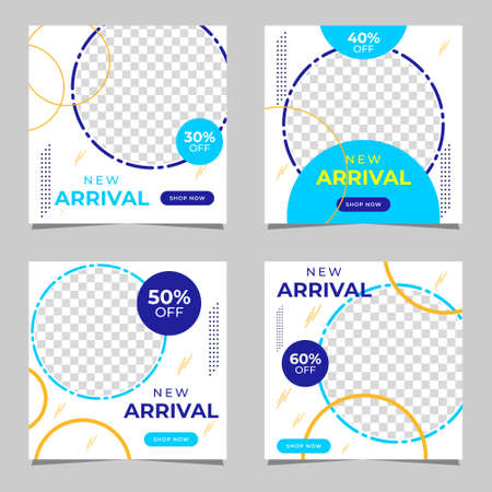 Set of Editable square banner sale social media post template collectionのイラスト素材