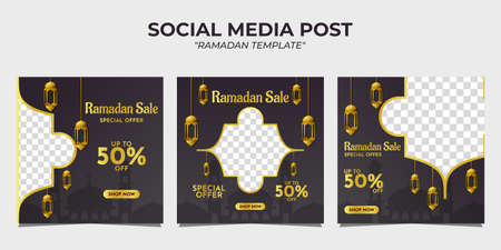 Ramadan sale social media post banner promotion template for digital marketingのイラスト素材