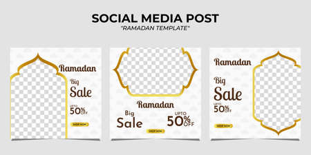 Ramadan sale social media post banner promotion template. With white background.のイラスト素材
