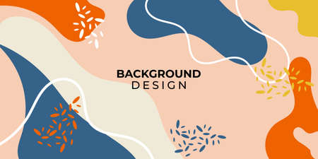 Creative hand drawn abstract background design. Minimal trendy style colorful geometric shapes. It is suitable for banner, poster, greeting card, social media post, etc.のイラスト素材