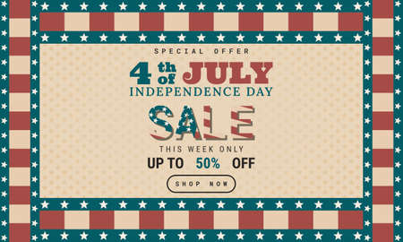 July 4th. Independence day design in retro style.のイラスト素材