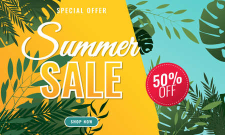 Summer sale background sales promotion advertising banner template designのイラスト素材
