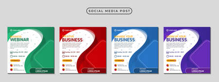 Collection of social media post banner templates. Perfect for business webinars, marketing webinars, online class programs, etc.のイラスト素材