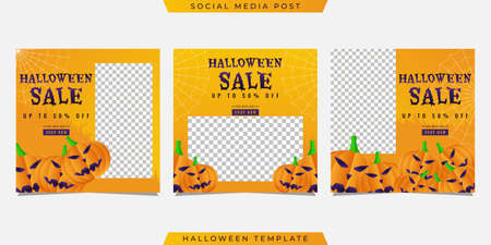 Halloween social media post sale template design. Very suitable for banner, poster, flyer, advertising, etc.のイラスト素材