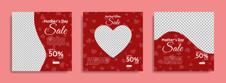 Mother's Day social media post collection template designのイラスト素材