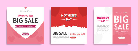 Mother's Day social media post collection template designのイラスト素材