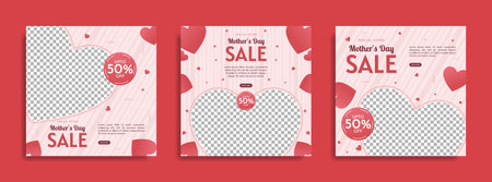 Mother's Day social media post collection template designのイラスト素材