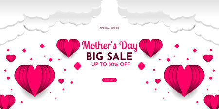 Mother's day sale poster or holiday shop seasonal discount offer bannerのイラスト素材