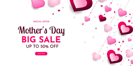 Mother's day sale poster or holiday shop seasonal discount offer bannerのイラスト素材