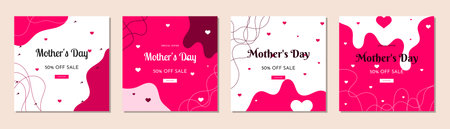 Mother's Day social media post collection template designのイラスト素材