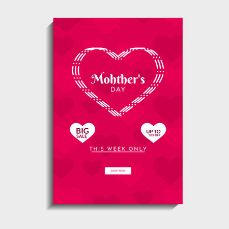 Happy mothers day vector set greeting card. Concept mother's day banner, flyer, party invitation, gift shop, vertical templateのイラスト素材