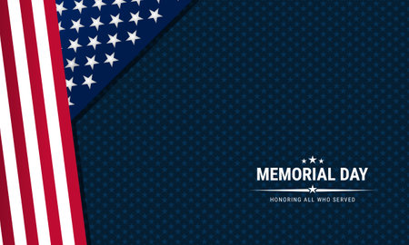 Memorial Day Background Text Design. Honoring All Who Served. Vector Illustration.のイラスト素材