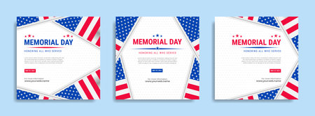 Memorial day Social media post template design with the national flag of the United States of Americaのイラスト素材