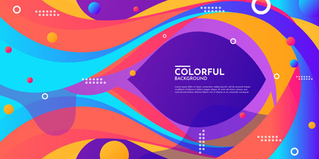 Modern colorful flow poster. Wave Liquid shape color backgroundのイラスト素材