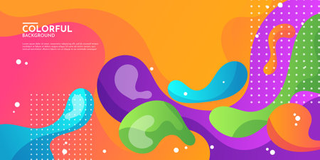 Modern colorful flow poster. Wave Liquid shape color backgroundのイラスト素材