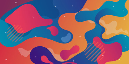 Colorful flow background with modern abstract shapes. Very suitable for poster, banner, cover, advertisement, wallpaper, etc.のイラスト素材