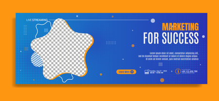 Business webinar horizontal banner template design. Very suitable for online class programs, marketing, etc.のイラスト素材