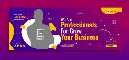 Business webinar horizontal banner template design. Very suitable for online class programs, marketing, etc.のイラスト素材