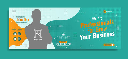 Business webinar horizontal banner template design. Very suitable for online class programs, marketing, etc.のイラスト素材