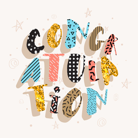 Lets celebrate colorful vector card. Funny and message. Vector illustration for your graphic design.のイラスト素材