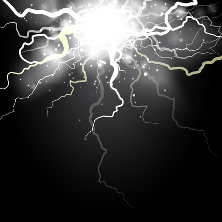 Half transparent lightning bolt on dark transparent background. Thunderbolt electric charge with cloud. Vector illustration for your graphic design.のイラスト素材