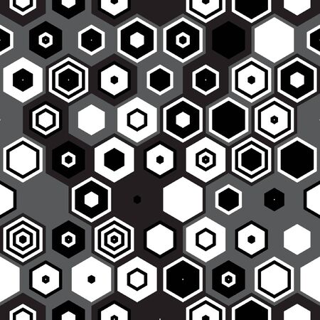 Seamless geometrical pattern with polygons. Hipster black and white pattern with hexagons. Vector illustration for your graphic design.のイラスト素材
