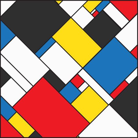 Colorful background in mondrian style. Vector illustration for your graphic design.のイラスト素材