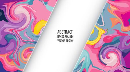 Flyer template with marble texture background in bright colors. Colorful flyer with marble swirls. 80s style flyer. Vector illustration for your graphic design.のイラスト素材