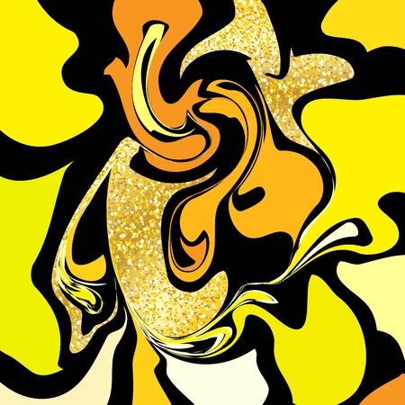 Marble texture background in golden colors. Yellow background with swirls. Marble effect. Vector illustration for your graphic design.のイラスト素材