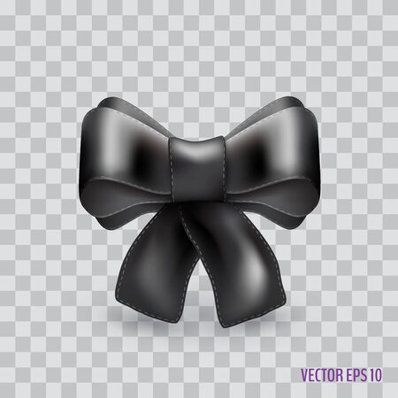 Black silky bow isolated on white background. Vector illustration for your graphic design.のイラスト素材