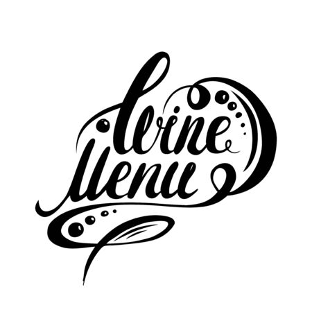 Wine menu beautiful inscription. Wine menu hand lettering. Vector illustration for your graphic design.のイラスト素材