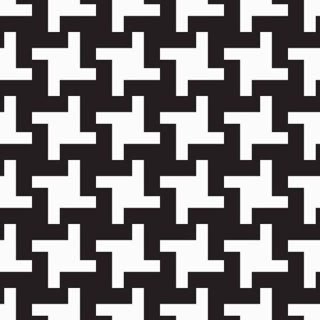 Seamless geometric monochrome pattern with polygons. Repetitive black and white broken check...
