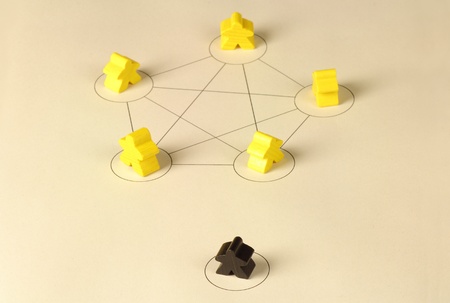 Mobbing within a team, little playing figures