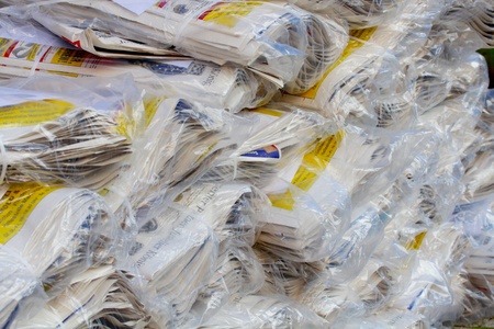 Stack of newspap ersの写真素材