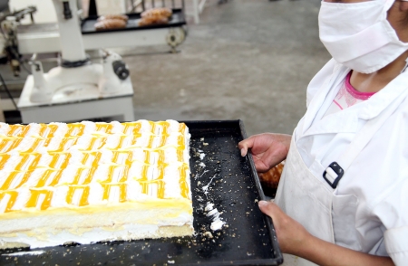 Yellow white cake in a Pastry