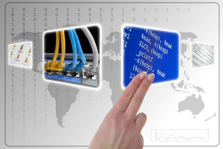 Illustration of IT Hard an Software in a digital Networkの写真素材