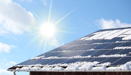 A Snow coverred photovoltaic systemの写真素材