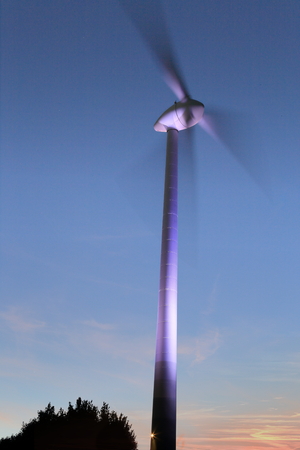 A Windmill power plant nightの写真素材