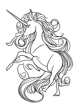 Unicorn with long mane and tail. Vector illustration.のイラスト素材