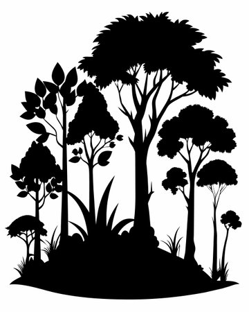 trees silhouettes on white background, vector illustration eps10のイラスト素材