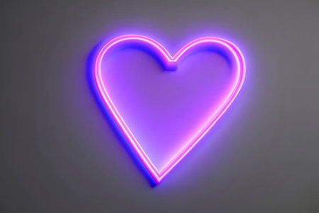 The heart shapes on abstract light neon glitter background in love concept for valentines day with sweet and romantic. Neon heart glowing background space for text. Design and digital material.の写真素材