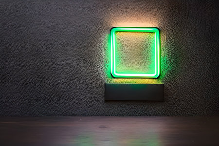 Bright green rectangle neon at the wall backdrop and background.の写真素材