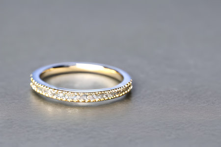 stunning close up shot of a single wedding rings, delicately intertwined to symbolize the...