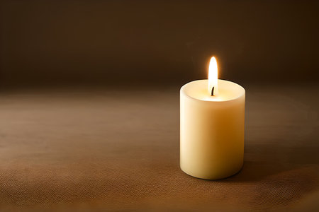 A captivating close up of a white candle capture the essence of relaxation, peace, elegance and grace for wedding, invitations, spiritual or religious project, including home decor, or any occasionの写真素材