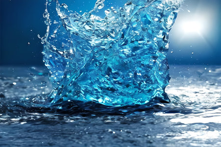 Water droplet or water drop at the surface of the water. Water splash to the surface
