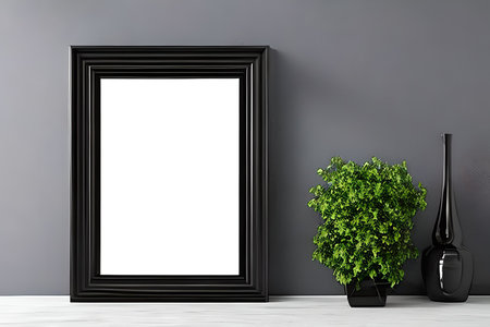 A mockup simple photo frame at the table.の写真素材